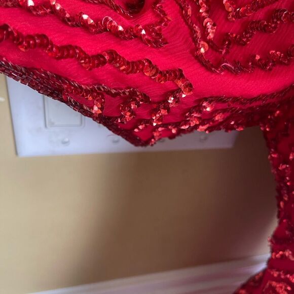 NWOT Mark and John by Gopal 100% silk red sequins& beaded over the knee dressSZM - Picture 8 of 13